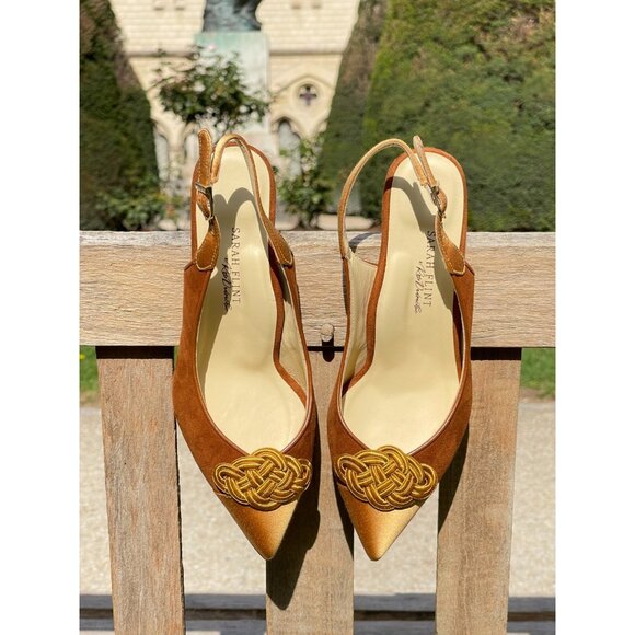 Sarah Flint x Rose Dadouchic Rose's Parker Sling Back Suede Heels Size 6 | 36 - Picture 1 of 10